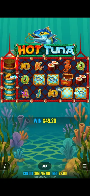 Hot Tuna x10 multiplier symbol landing after meter completion and retrigger